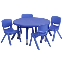 Emma And Oliver 33" Round Plastic Height Adjustable Activity Table Set With 4 Chairs -Safavieh Shop GUEST b4bff596 55e6 4b65 a3a1 9e18f9bf47f5