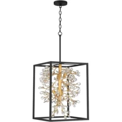 Possini Euro Design Carrine Black Gold Pendant Chandelier 15 1/4" Wide Modern Clear Crystal 4-Light Fixture For Dining Room House Foyer Kitchen Island -Safavieh Shop GUEST b735d13c 1eec 4f19 9423 8a87f77cc1fd