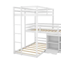 Twin Size L-shaped Wood Triple Bunk Bed With Storage Cabinet, Ladder And Blackboard-ModernLuxe -Safavieh Shop GUEST b7b6f61c 6a6f 42a1 b10e 82c61e0c9a3c