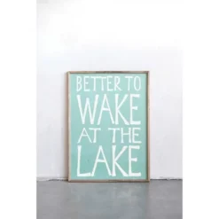 Better To Wake At The Lake' Recycled Wood Wall Decor Blue - Storied Home
