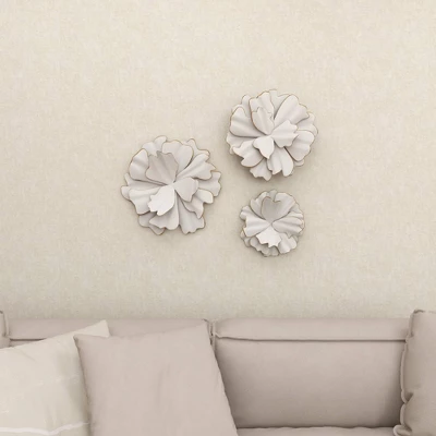 Modern Ornamental Wall Decor Set Of 3 White - Olivia & May 14 Modern Ornamental Wall Decor Set Of 3 White - Olivia & May - Image 12