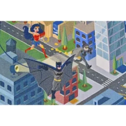KC CUBS | Justice League Boy & Girl Kids Metropolis City Road Car Vehicle Traffic Educational Learning & Game Nursery Classroom Rug -Safavieh Shop GUEST ba55544f 806c 4868 888e acb944986cb4