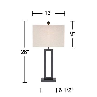 360 Lighting Aston 26" High Open Rectangle Modern Table Lamp Black Finish Metal Single Off-White Shade Living Room Bedroom Bedside Nightstand House 8 360 Lighting Aston 26" High Open Rectangle Modern Table Lamp Black Finish Metal Single Off-White Shade Living Room Bedroom Bedside Nightstand House - Image 6
