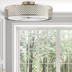 18.25" Leyla Glam Brushed Semi-Flush Mount Ceiling Fixture Sconce Gold - River Of Goods -Safavieh Shop GUEST bc8f5145 dbd4 4049 98ec 7d5865380b6e