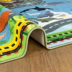 KC CUBS Boy & Girl Kids Animal Safari Car Vehicle Traffic Road Educational Learning & Game Play Nursery Bedroom Classroom Rug Carpet -Safavieh Shop GUEST be05db02 ff9f 4549 98da c588a4a564ca