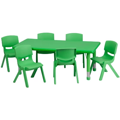 Emma And Oliver 24"W X 48"L Rectangular Plastic Height Adjustable Activity Table Set With 6 Chairs 12 Emma And Oliver 24"W X 48"L Rectangular Plastic Height Adjustable Activity Table Set With 6 Chairs - Image 10