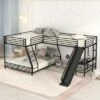 L-Shaped Twin Over Full Bunk Bed With Twin Size Loft Bed,Built-in Desk And Slide, Black - ModernLuxe -Safavieh Shop GUEST bf463953 d74f 4c5f 8e11 81834b874337