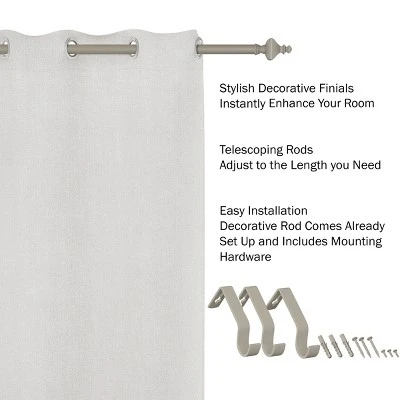 Hastings Home 1 Inch Curtain Rod With Finials (Gray) 4 Hastings Home 1 Inch Curtain Rod With Finials (Gray) - Image 2