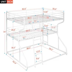 Full XL Over Twin XL Over Queen Size Metal Triple Bunk Bed With Ladder-ModernLuxe -Safavieh Shop GUEST c3954769 5ab5 46b8 98cf 00e34cf316ff