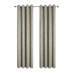 Kate Aurora 2 Piece Contemporary Chic Metallic Abstract Circles Light Filtering Grommet Top Curtains
