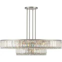 Stiffel Brushed Nickel Chandelier 40 1/4" Wide Modern 2-Tier Frame Clear Crystal 16-Light Fixture For Dining Room House Entryway -Safavieh Shop GUEST c7c419b8 8817 450f 8b79 048ec5d2ee11