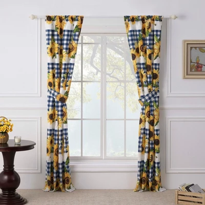 Sunflower Window Panel Blackout Curtain Pair 42" X 84" Gold By Barefoot Bungalow 4 Sunflower Window Panel Blackout Curtain Pair 42" X 84" Gold By Barefoot Bungalow - Image 2