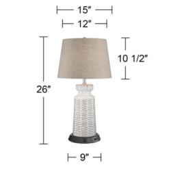 360 Lighting Helene Country Cottage Table Lamp 26" High Cream White Ceramic With Dimmable USB Workstation Base Tan Drum Linen For Living Room Desk -Safavieh Shop GUEST c8870944 48a0 4b59 974e 936cd968e8fb