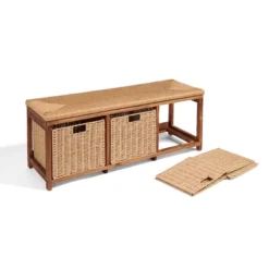 Badger Basket Kid's Storage Bench With Woven Top And Baskets Brown -Safavieh Shop GUEST c8f0260f 4022 4d68 85c8 39ffbead22af