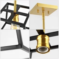 9.25" 1-Light Girard Farmhouse Industrial Iron LED Pendant Black/Brass Gold - JONATHAN Y -Safavieh Shop GUEST c92aaa37 9be1 4704 a8b5 aeaa0fb5af3c