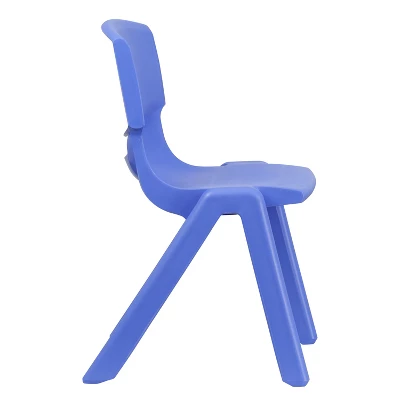 Emma And Oliver 4 Pack Blue Plastic Stack School Chair With 15.5"H Seat, 3rd-7th School Chair 9 Emma And Oliver 4 Pack Blue Plastic Stack School Chair With 15.5"H Seat, 3rd-7th School Chair - Image 7