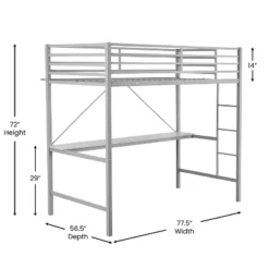 Emma And Oliver Metal Loft Bed Frame With Desk, Protective Guard Rails And Ladder For Kids, Teens And Adults -Safavieh Shop GUEST c9bfb4cd eabe 4f17 ba8c 8ab791e62873