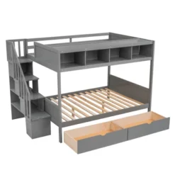 Twin Over Full Bunk Bed With Shelves, Storage Staircase And 2 Drawers - ModernLuxe -Safavieh Shop GUEST c9dd49f3 f556 4580 a931 2ab873802d7e