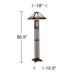 Robert Louis Tiffany Mission Rustic Floor Lamp 60 1/2" Tall Oiled Bronze With Nightlight Geometric Stained Art Glass Shade For Living Room Bedroom 14 Robert Louis Tiffany Mission Rustic Floor Lamp 60 1/2" Tall Oiled Bronze With Nightlight Geometric Stained Art Glass Shade For Living Room Bedroom -Safavieh Shop GUEST cbe4f95b 7e83 4483 863f 727b542173a0