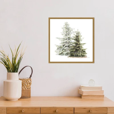 16" X 16" Vintage Wooded Holiday Trees In Snow By Katie Pertiet Framed Canvas Wall Art - Amanti Art 7 16" X 16" Vintage Wooded Holiday Trees In Snow By Katie Pertiet Framed Canvas Wall Art - Amanti Art - Image 5
