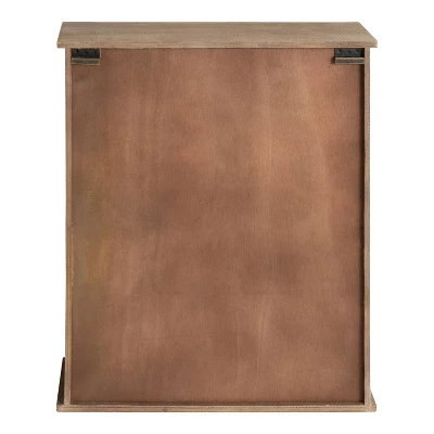 22" X 28" Barnhardt Decorative Wooden Wall Cabinet With Sliding Glass Door Rustic Brown - Kate & Laurel All Things Decor 4 22" X 28" Barnhardt Decorative Wooden Wall Cabinet With Sliding Glass Door Rustic Brown - Kate & Laurel All Things Decor - Image 2