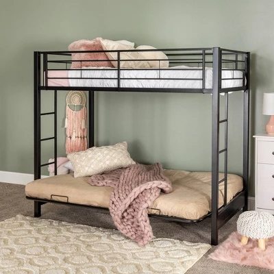 Twin Over Futon Analise Metal Bunk Bed Black - Saracina Home 3 Twin Over Futon Analise Metal Bunk Bed Black - Saracina Home