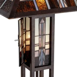 Robert Louis Tiffany Mission Rustic Floor Lamp 60 1/2" Tall Oiled Bronze With Nightlight Geometric Stained Art Glass Shade For Living Room Bedroom 12 Robert Louis Tiffany Mission Rustic Floor Lamp 60 1/2" Tall Oiled Bronze With Nightlight Geometric Stained Art Glass Shade For Living Room Bedroom -Safavieh Shop GUEST d4414862 c059 4d23 bd0b d01eaeb7c439