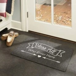 J&V TEXTILES "Bless All" Outdoor Rubber Doormat 18" X 30"