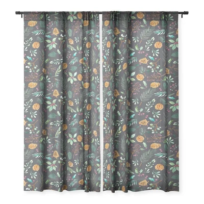 Ninola Design Christmas Botanical Charcoal Single Panel Sheer Window Curtain - Society6 4 Ninola Design Christmas Botanical Charcoal Single Panel Sheer Window Curtain - Society6 - Image 2