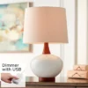360 Lighting Modern Table Lamp With USB Charging Port 23" High Ivory Ceramic Off-White Drum Shade For Living Room Desk Bedroom House -Safavieh Shop GUEST d967305b a1ea 4701 aed0 e8b97f5ebaf3
