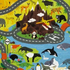 KC CUBS Boy & Girl Kids Animal Safari Car Vehicle Traffic Road Educational Learning & Game Play Nursery Bedroom Classroom Rug Carpet -Safavieh Shop GUEST d9c29837 1330 4882 93e4 fd810fddf106