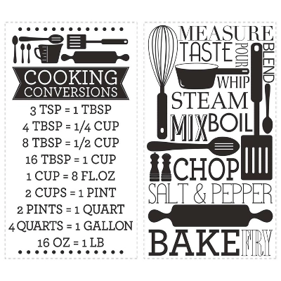 Cooking Conversions Peel And Stick Wall Decal Black/White - RoomMates 2 Cooking Conversions Peel And Stick Wall Decal Black/White - RoomMates