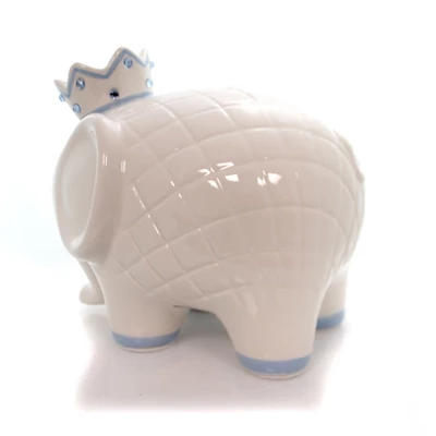 Bank White/Blue Coco Elephant Bank - One Bank 7.75 Inches - Baby Hand Painted - 3781Bl - Ceramic - Off-White 4 Bank White/Blue Coco Elephant Bank - One Bank 7.75 Inches - Baby Hand Painted - 3781Bl - Ceramic - Off-White - Image 2