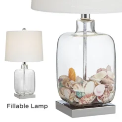 360 Lighting Coastal Accent Table Lamp 21.75" High Clear Glass Fillable Sea Shells White Drum Shade For Living Room Family Bedroom Bedside -Safavieh Shop GUEST df1f084d e902 4f4f a5a2 d425799d0313