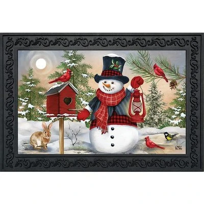 Briarwood Lane Snowman And Friends Winter Doormat Birds Lantern C 3 Briarwood Lane Snowman And Friends Winter Doormat Birds Lantern C