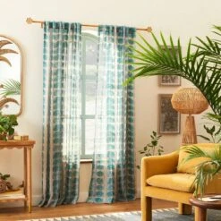 1pc Sheer Vines Burnout Window Curtain Panel Green - Opalhouse™ Designed With Jungalow™