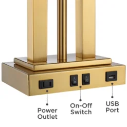 Possini Euro Design Deacon Modern Desk Table Lamp 26" High Brass With USB And AC Power Outlet In Base LED Reading Light Oatmeal Shade For Office Desk -Safavieh Shop GUEST e86964bb f5b5 4b54 9f56 02fbdcd63288