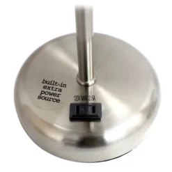 19.5" Bedside Power Outlet Base Metal Table Desk Lamp In Brushed Steel With Aqua Blue Fabric Shade - Creekwood Home -Safavieh Shop GUEST e8f1469a 389e 4710 80a9 5cfd9151cc87