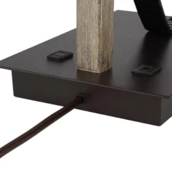 Franklin Iron Works Gentry Industrial Desk Lamp 22" High Oil Rubbed Bronze Faux Wood Cage With USB And AC Power Outlet In Base Oatmeal Shade For Desk -Safavieh Shop GUEST e9a51b6a 1ebc 4026 8b3c f0f62685be7a