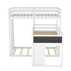 Twin Size L-shaped Wood Triple Bunk Bed With Storage Cabinet, Ladder And Blackboard-ModernLuxe -Safavieh Shop GUEST ebf11b24 c54e 4085 ac8f ae6c02fc41e0