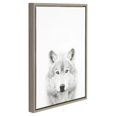 Wolf Framed Canvas Art Gray (24"x18") - Uniek 3 Wolf Framed Canvas Art Gray (24"x18") - Uniek