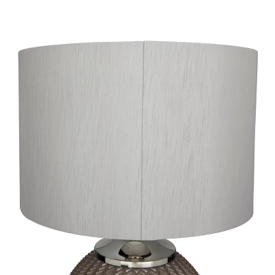 Glass Table Lamp With Drum Shade Gray - Olivia & May 5 Glass Table Lamp With Drum Shade Gray - Olivia & May - Image 3