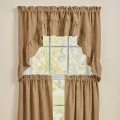 Park Designs Sturbridge Ticking Ruffle Black Swag 72" X 36"