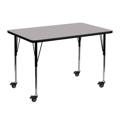 Flash Furniture Mobile 30''W X 48''L Rectangular Thermal Laminate Activity Table - Standard Height Adjustable Legs 4 Flash Furniture Mobile 30''W X 48''L Rectangular Thermal Laminate Activity Table - Standard Height Adjustable Legs - Image 2