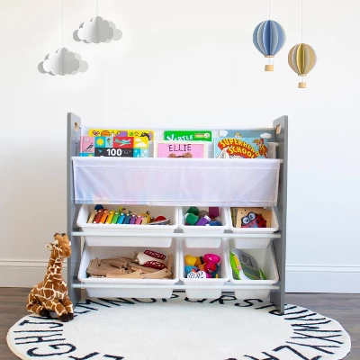 Read N Play 6 Bin Organizer & 2 Tier Bookrack White - Humble Crew 3 Read N Play 6 Bin Organizer & 2 Tier Bookrack White - Humble Crew