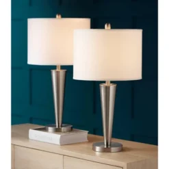 360 Lighting Geoff Modern Table Lamps 26" High Set Of 2 Brushed Nickel With USB Charging Port White Drum Shade For Bedroom Living Room Bedside Desk -Safavieh Shop GUEST ef0b14cd a089 43c0 bae8 41b8bd89f83c