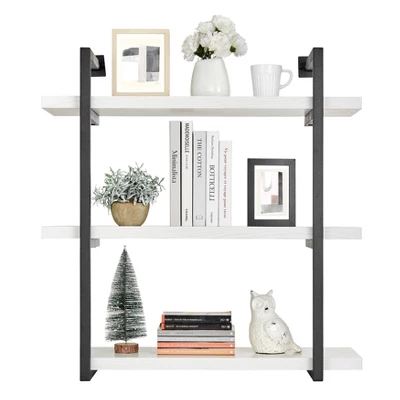 31.5" X 33.2" Modern 3 Tier Hanging Bracket Wall Shelve White Birch - Danya B. 14 31.5" X 33.2" Modern 3 Tier Hanging Bracket Wall Shelve White Birch - Danya B. - Image 12