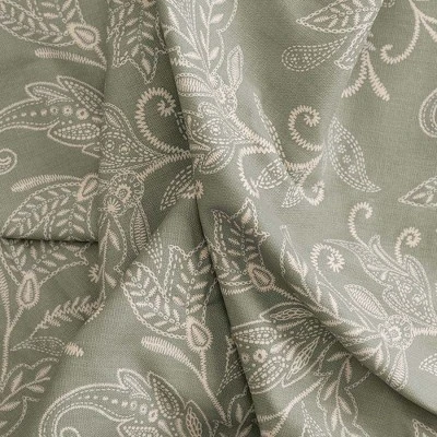 Ellis Curtain Lexington Leaf Pattern On Colored Ground Tailored Valance 58"x15" Sage 5 Ellis Curtain Lexington Leaf Pattern On Colored Ground Tailored Valance 58"x15" Sage - Image 3