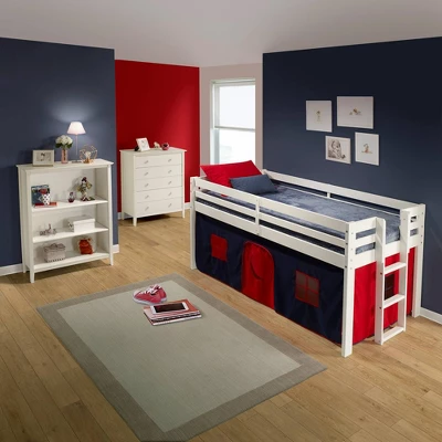 Twin Jasper Junior Loft Bed, White Frame And Playhouse Tent Blue/Red - Alaterre Furniture 8 Twin Jasper Junior Loft Bed, White Frame And Playhouse Tent Blue/Red - Alaterre Furniture - Image 6