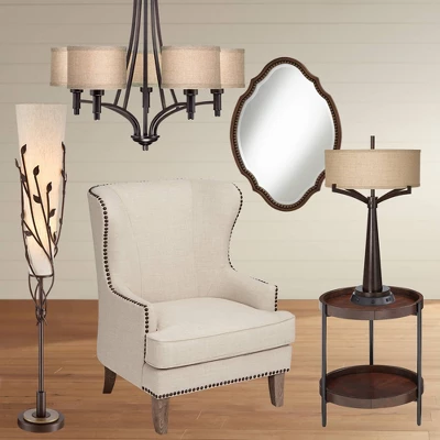 Franklin Iron Works La Pointe Oil Rubbed Bronze Pendant Chandelier 26" Wide Rustic Oatmeal Linen Shade 5-Light Fixture For Dining Room Kitchen Island 8 Franklin Iron Works La Pointe Oil Rubbed Bronze Pendant Chandelier 26" Wide Rustic Oatmeal Linen Shade 5-Light Fixture For Dining Room Kitchen Island - Image 6